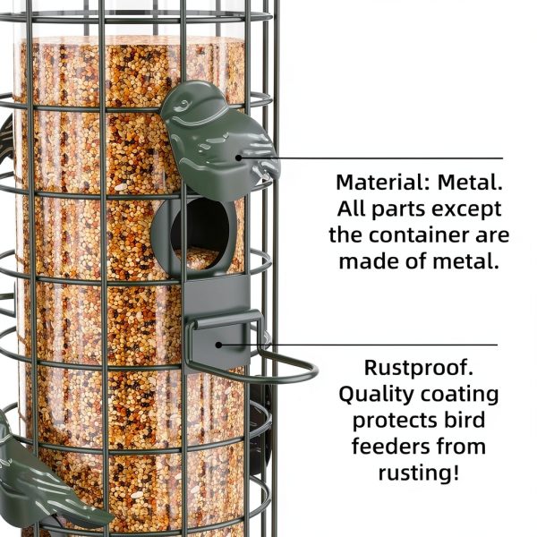 Niser Squirrel Proof Metal Bird Feeder Green Hanging Mount 3lb-3