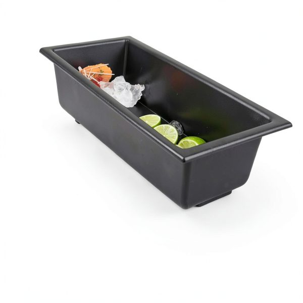 Bar Drain Tray Spill Stop Black Plastic 14x5x3 with Extension Tube-2