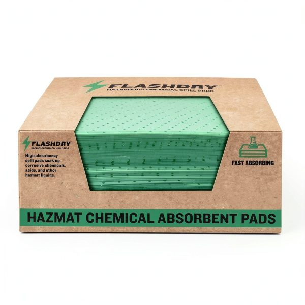 FlashDry Chemical Spill Absorbent Pads Earthsafe 100 Pack Absorbency-0